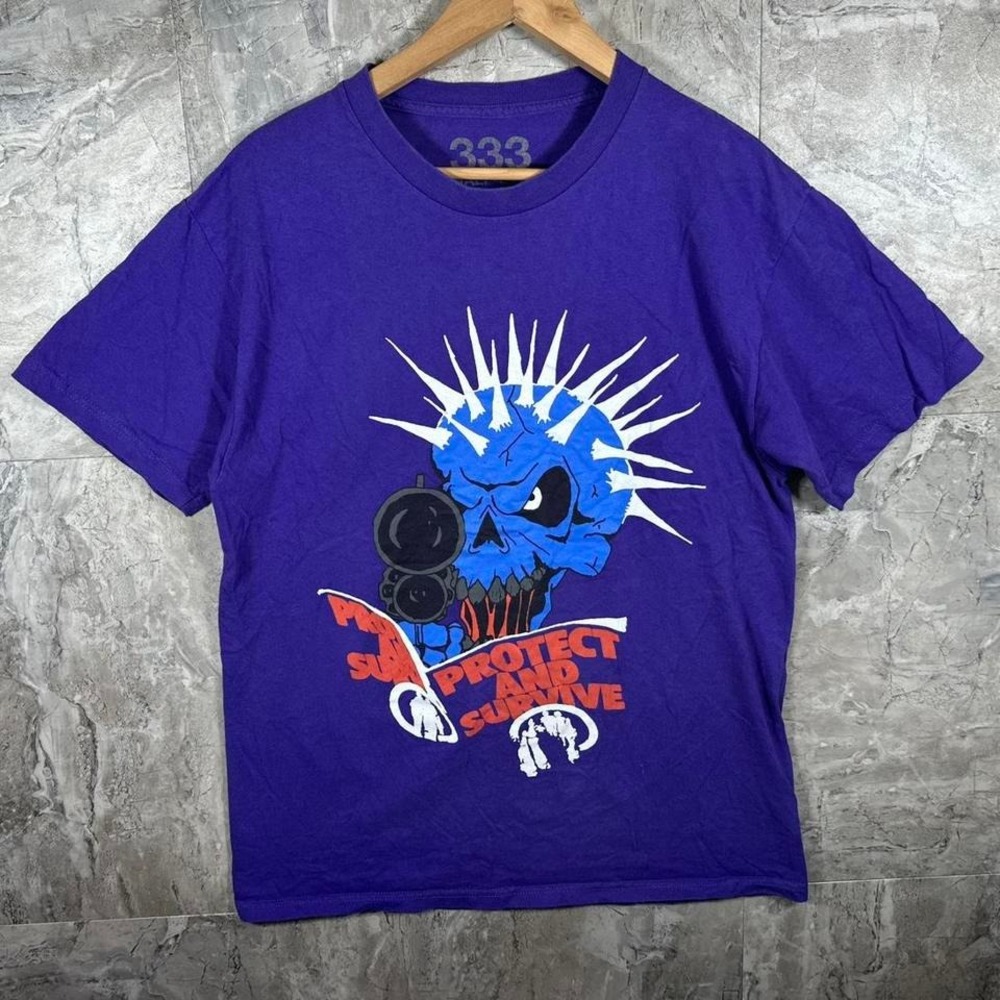 HALF EVIL 333 - Ready To Die Skull Tee T Shirt Purple‎ Mens Size L #punkrock